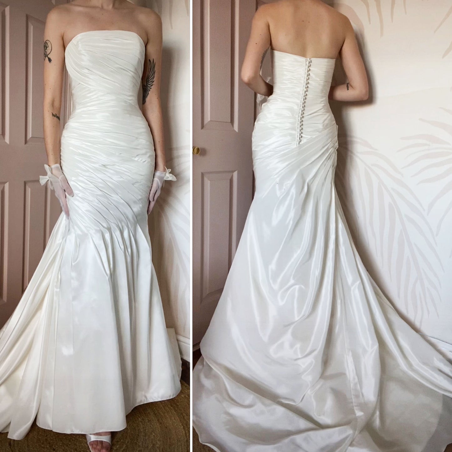 Victoria Jane silky white fishtail wedding dress UK 12-14