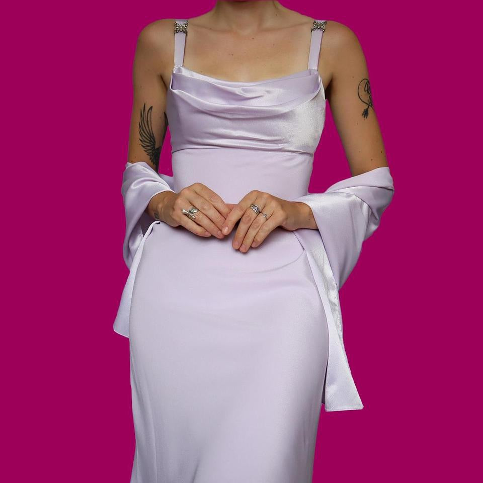 Lilac midi dress with shawl UK 10