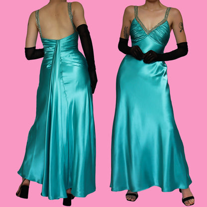 Sapphire satin evening dress UK 12