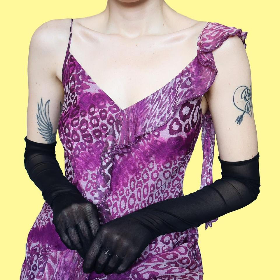 100% silk leopard print midi dress UK 14