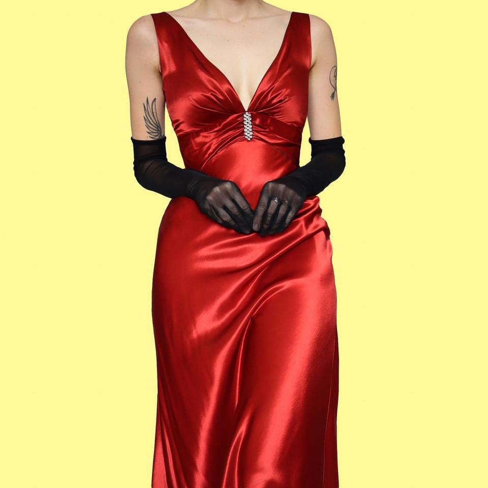 Silky red evening dress UK 8