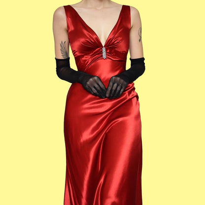 Silky red evening dress UK 8