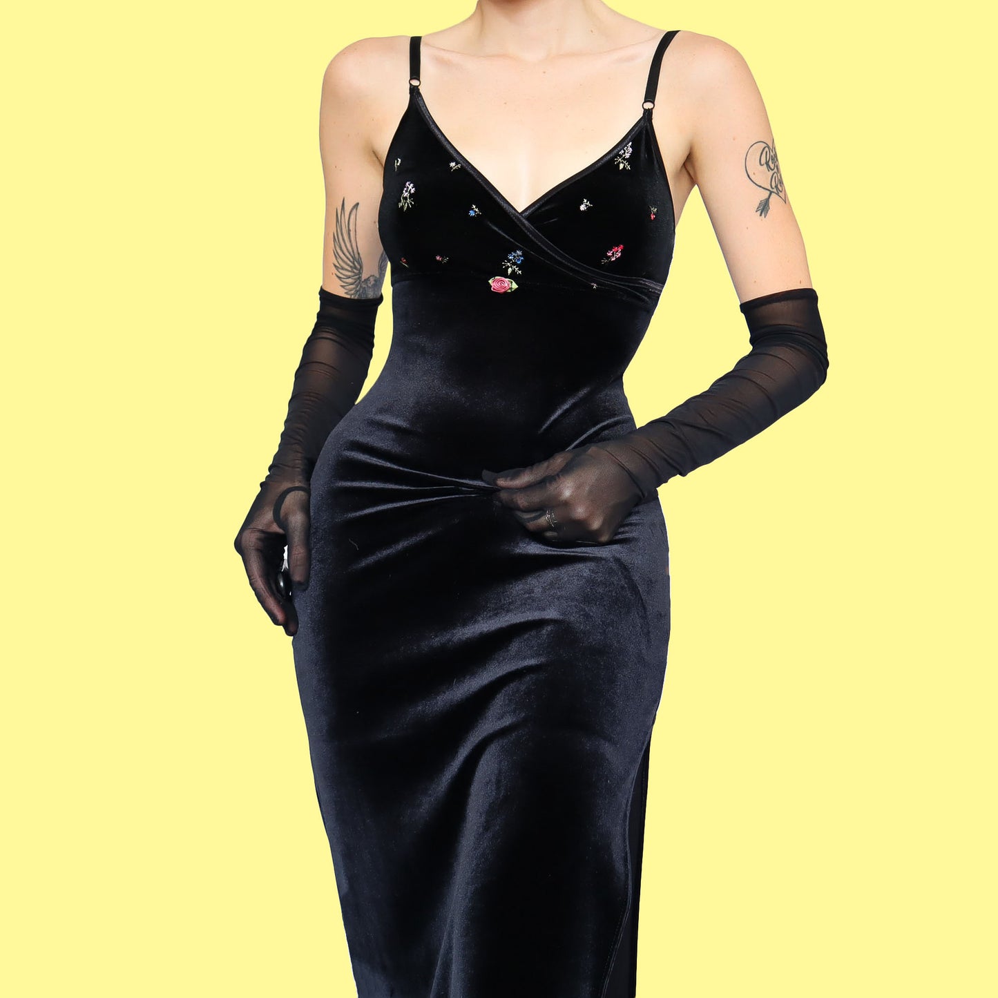 Black velvet stretch maxi dress UK 10