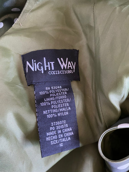 Green polka dot a line midi dress UK 12