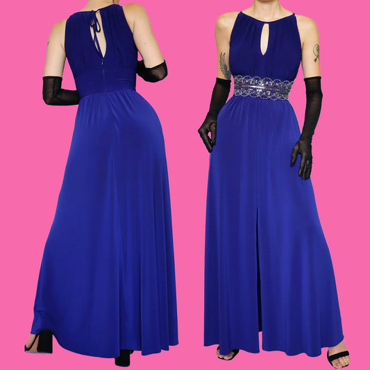 Royal blue stretchy evening dress UK 16