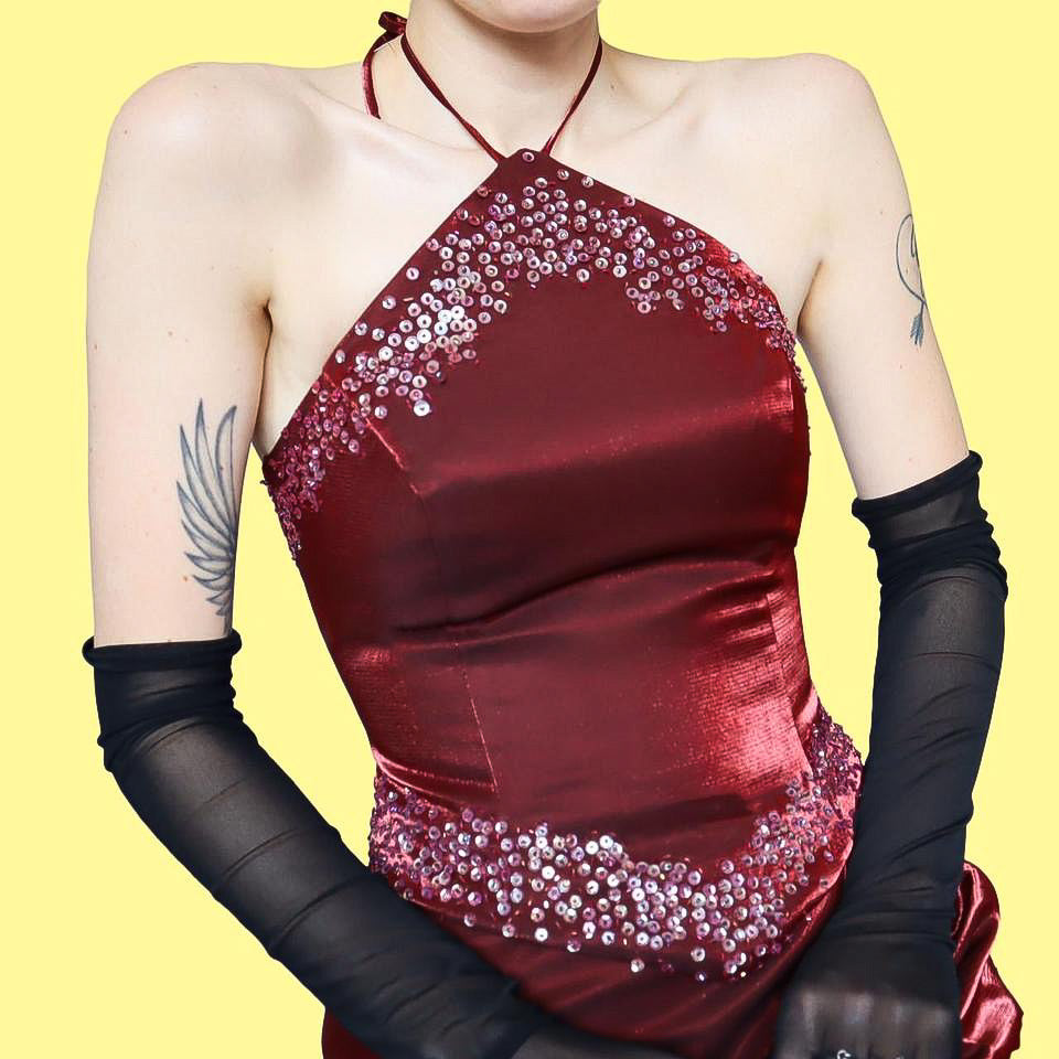 Silky red Dynasty 2 piece skirt & top set UK 10