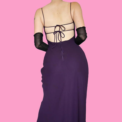 Purple open back evening dress UK 10