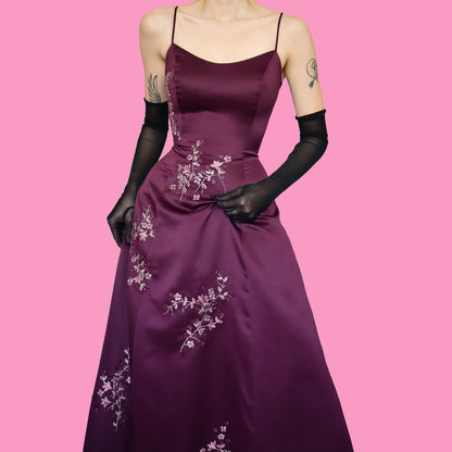 Purple a line evening prom dress UK 10