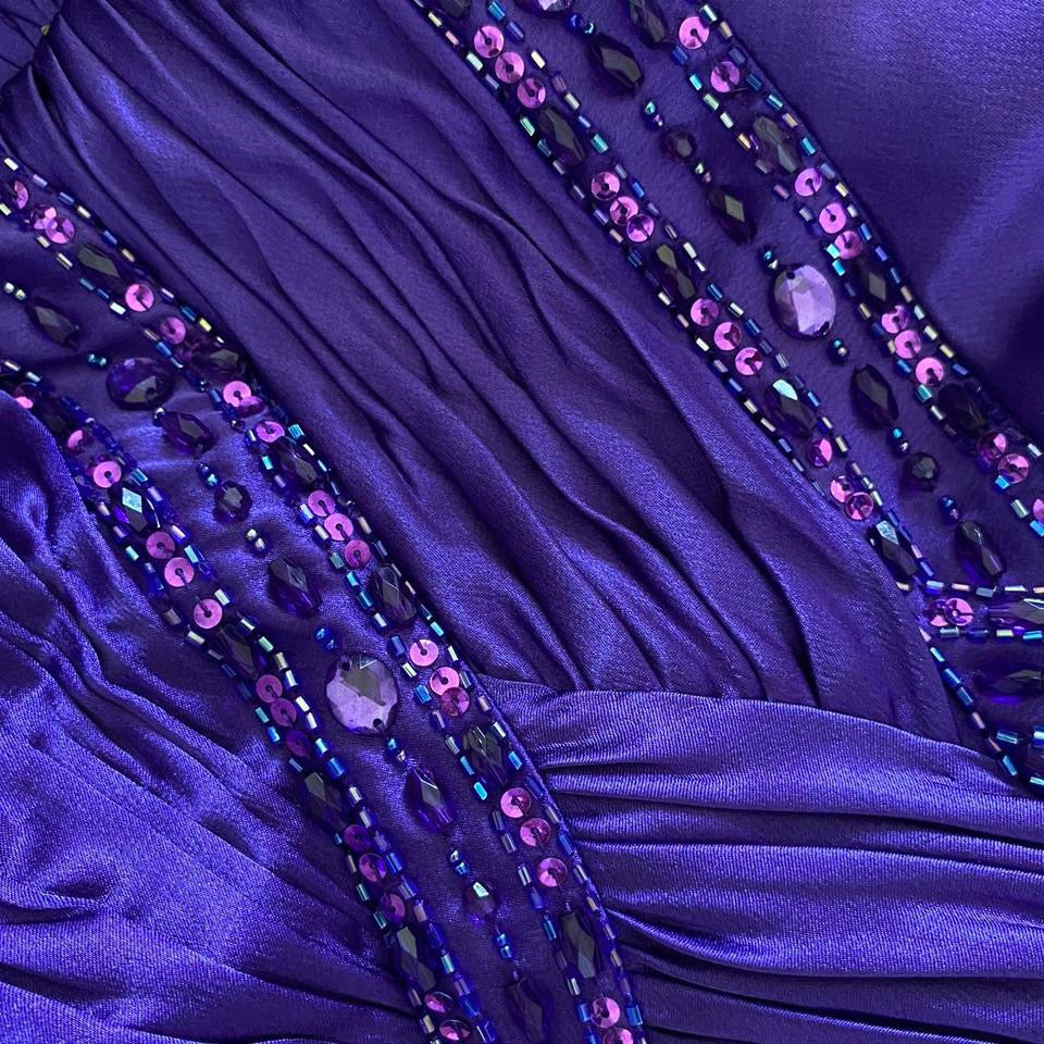 Purple lace up back evening dress UK 8