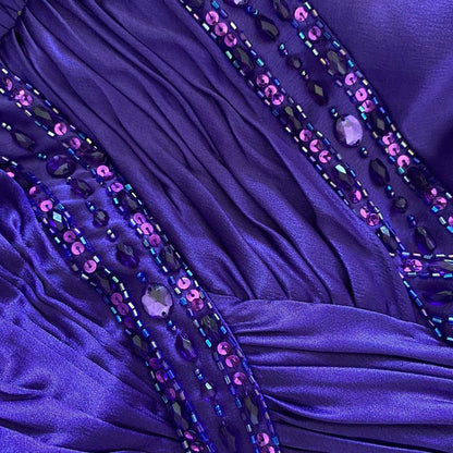 Purple lace up back evening dress UK 8