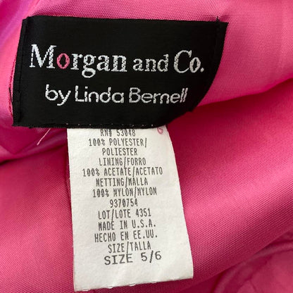 Bright pink polka dot a line evening dress UK 10