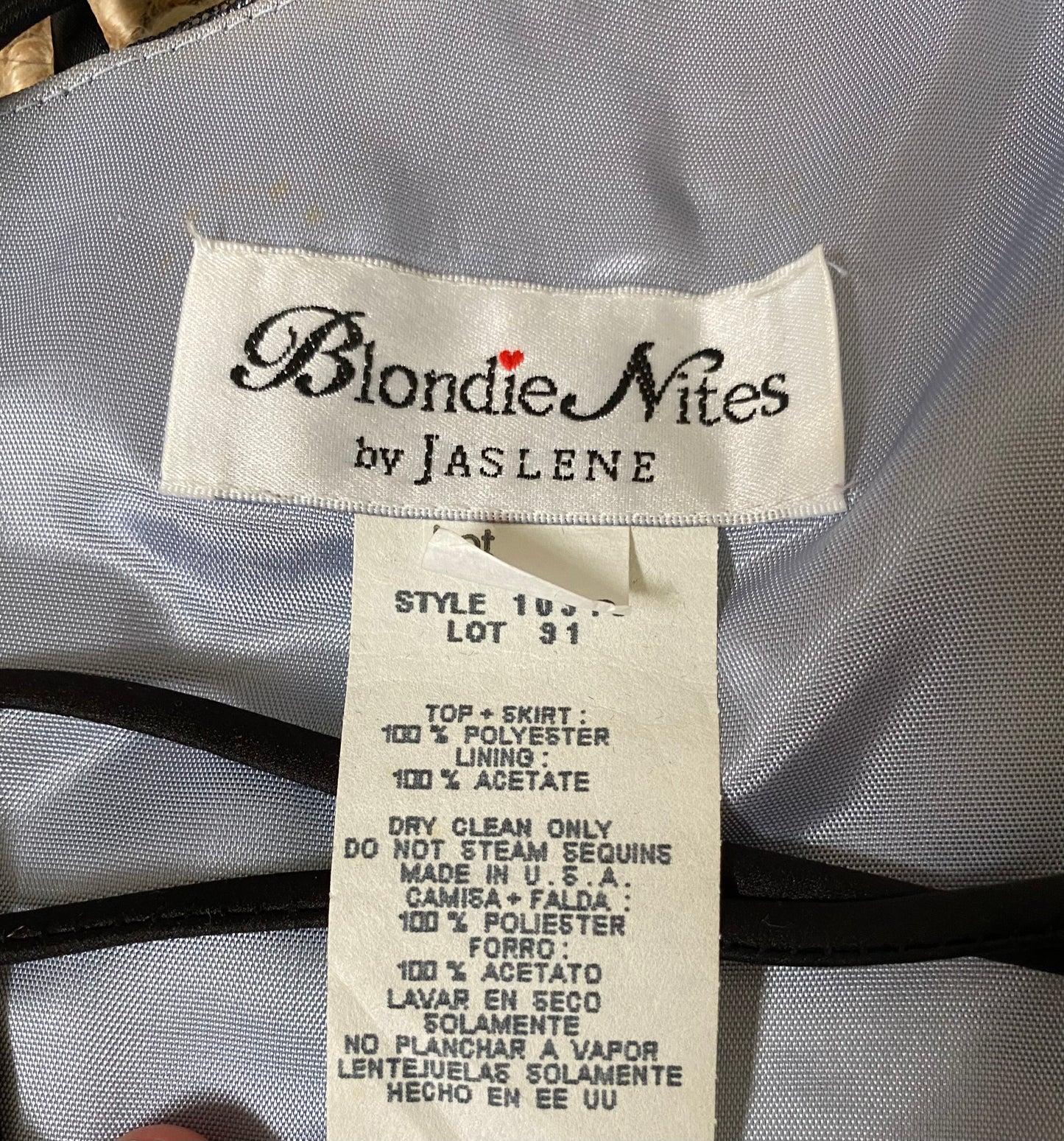 Silver 2 piece skirt & top set UK 12