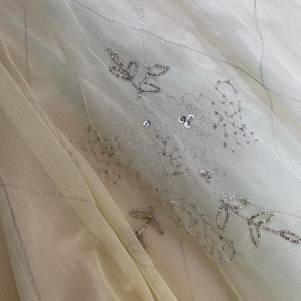 Yellow & green fit and flare midi dress UK 10