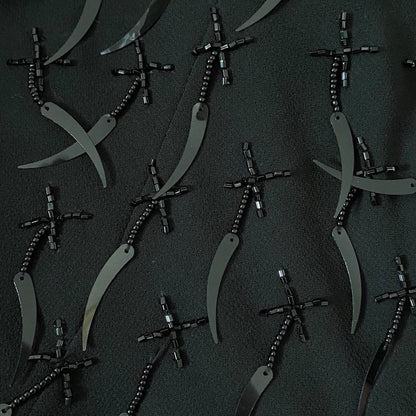 Black YVE 100% silk evening dress UK 10-12