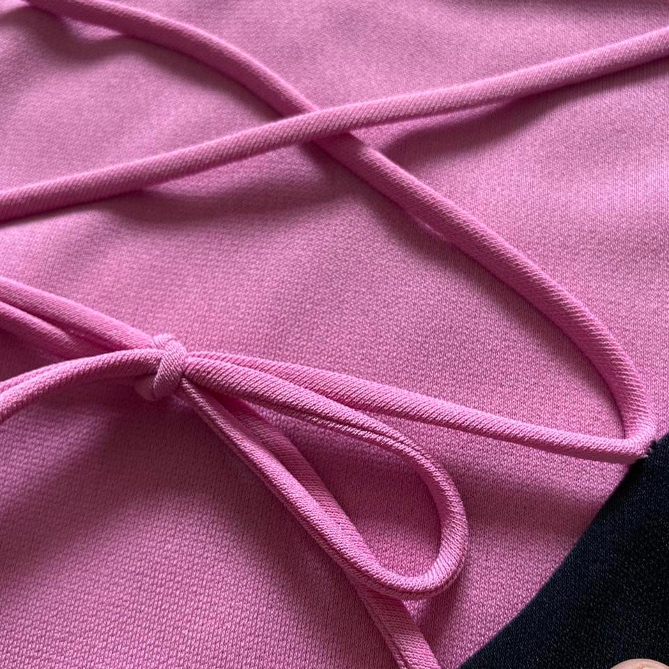 Navy with pink lining & lacing evening dress UK 14