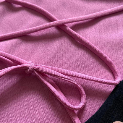 Navy with pink lining & lacing evening dress UK 14