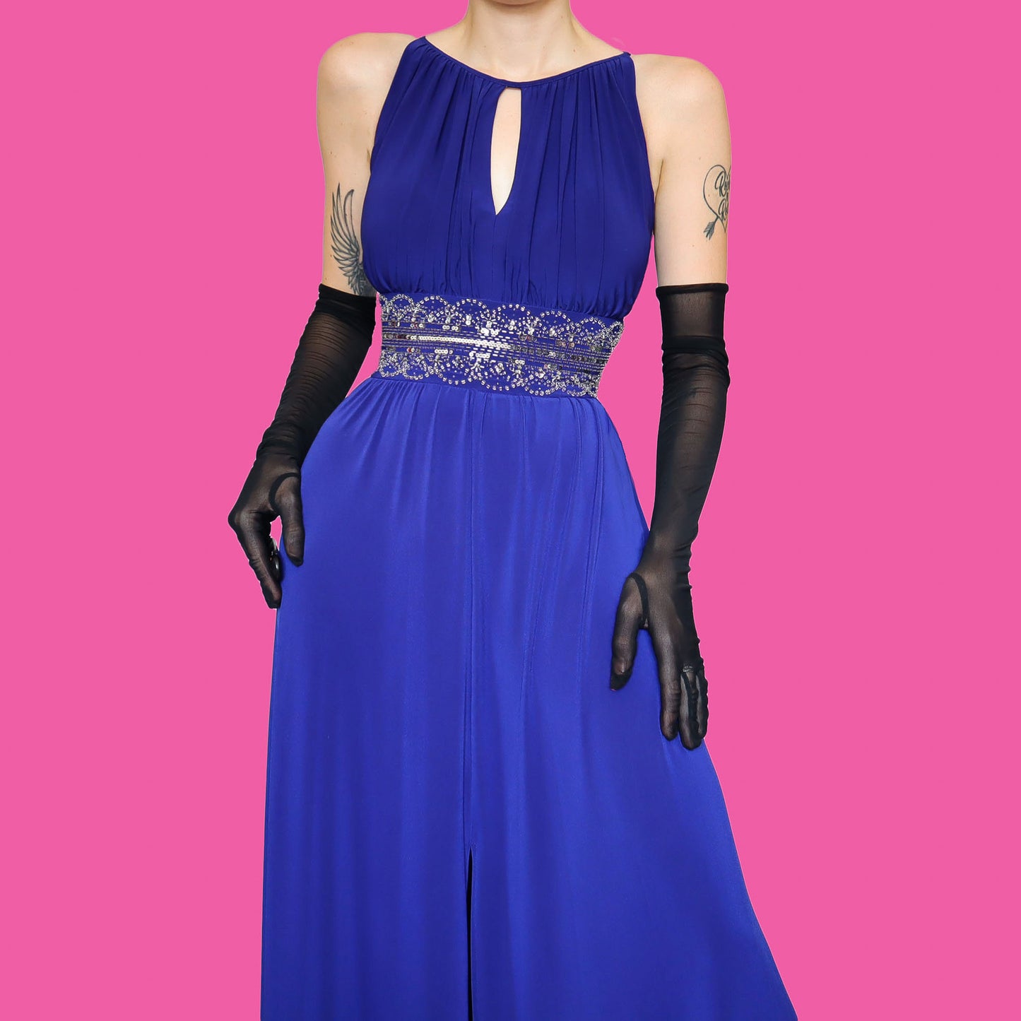 Royal blue stretchy evening dress UK 16