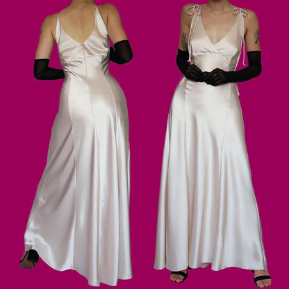 Pink blush satin evening dress UK 12