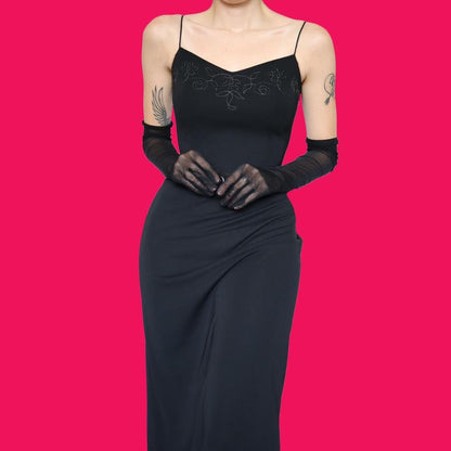 Black stretch evening dress UK 10