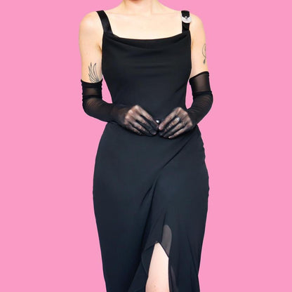 Black chiffon evening dress UK 12