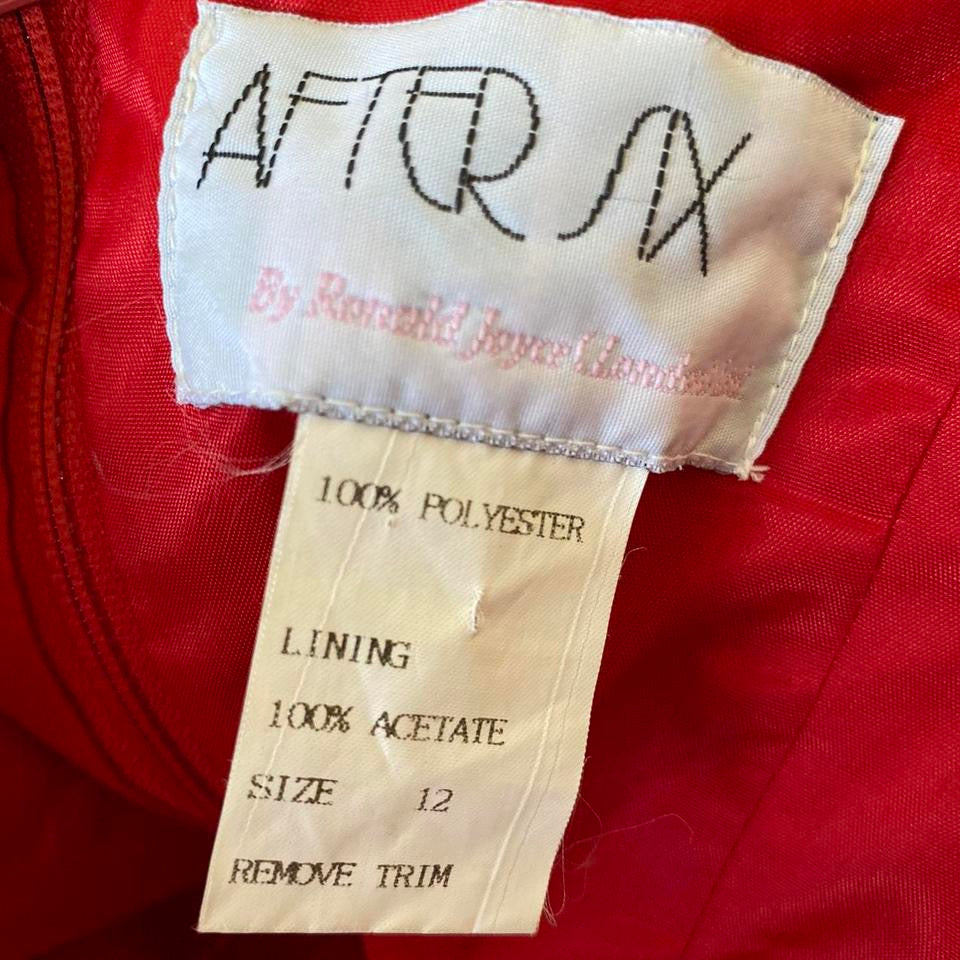 Red strapless a-line evening dress UK 12