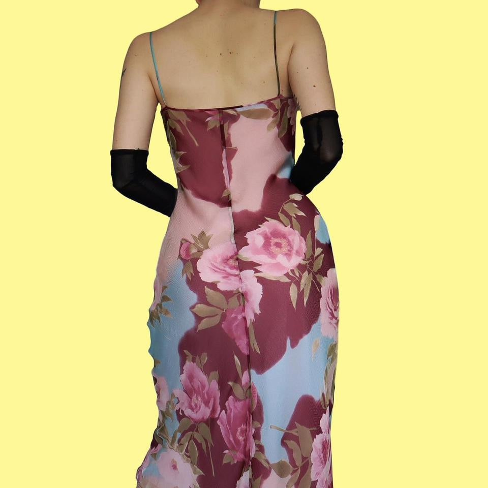 100% silk floral midi dress UK 18