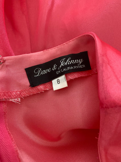 Pink Dave & Johnny organza 2 piece top & skirt set UK 8