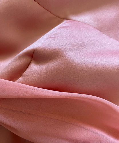 Peach evening dress with trail UK 8