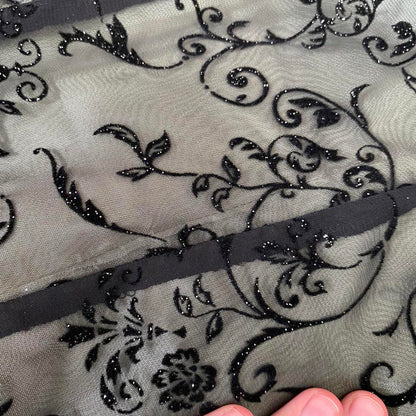 Green glittery floral a line evening dress UK 14