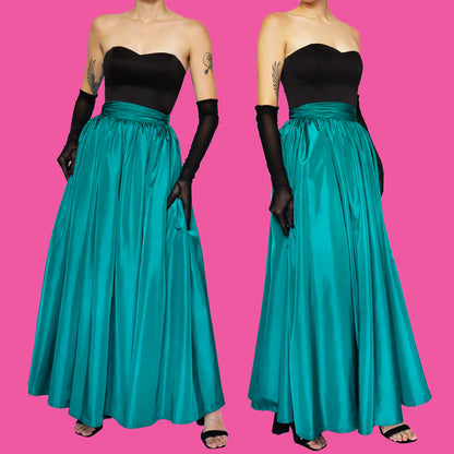 Frank Usher teal maxi skirt UK 8-10