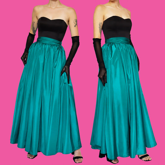 Frank Usher teal maxi skirt UK 8-10