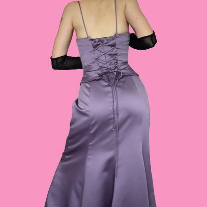 Lilac lace up evening dress UK 12