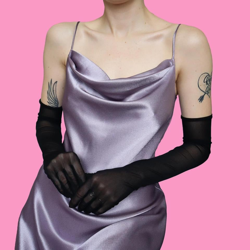 Lilac silky satin slip dress UK 16