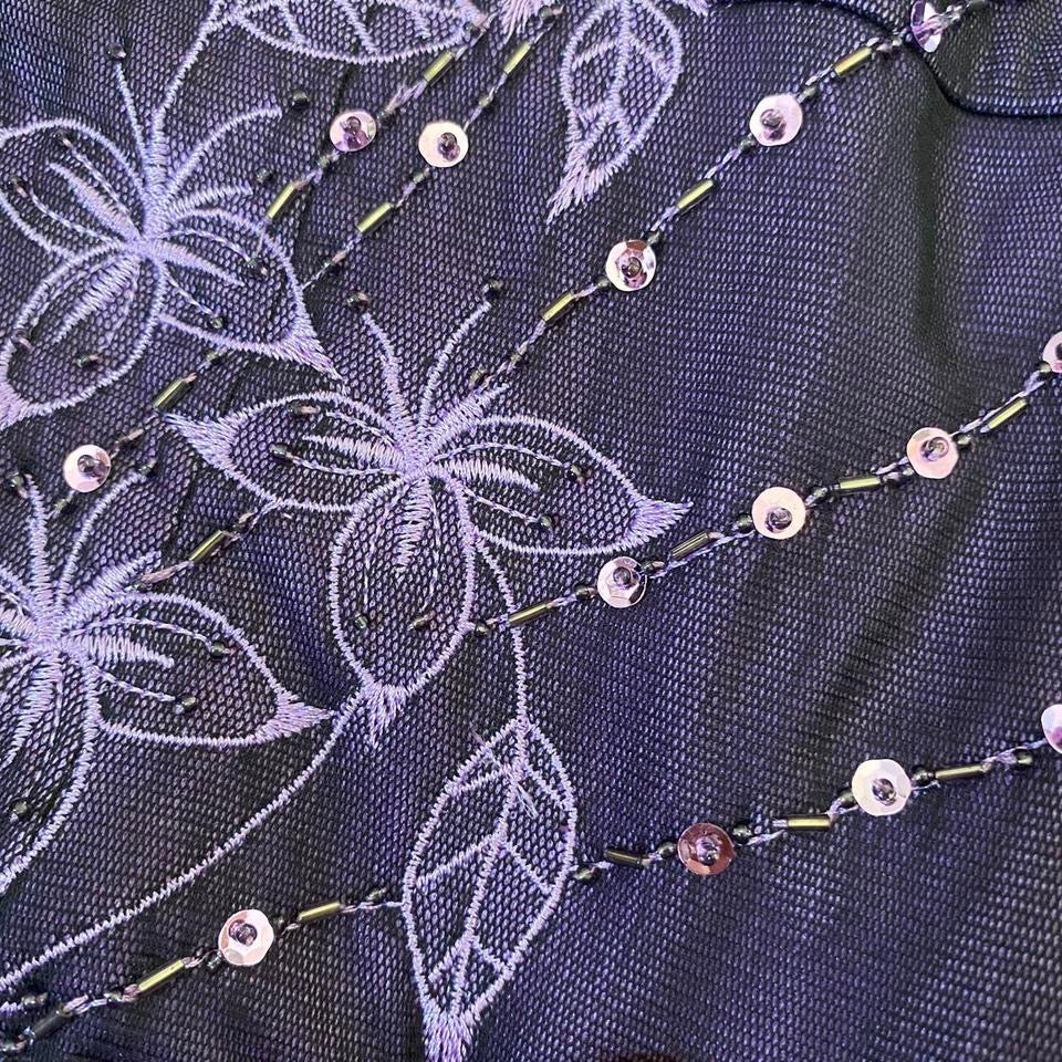 Purple stretch strapless evening dress UK 10