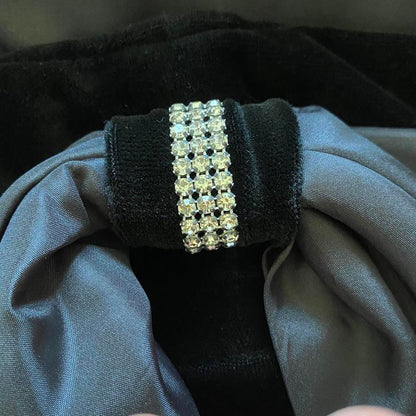 Black a-line velvet one shoulder evening dress UK 8-10