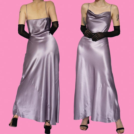 Lilac silky satin slip dress UK 16