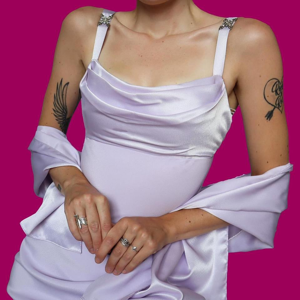 Lilac midi dress with shawl UK 10