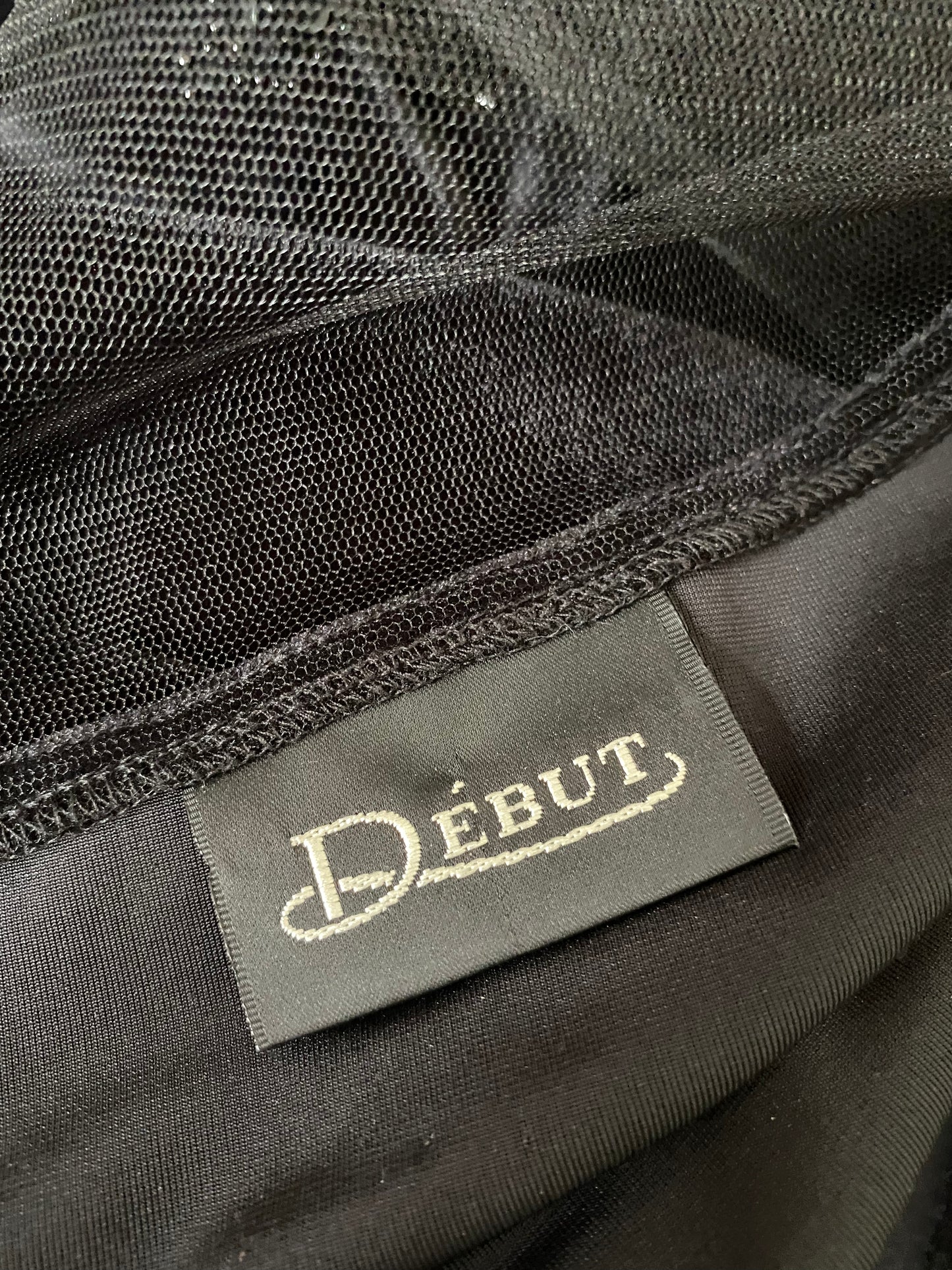 Black velvet beaded evening dress UK 12