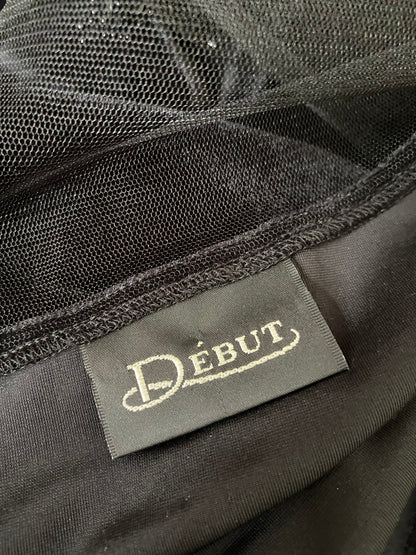 Black velvet beaded evening dress UK 12