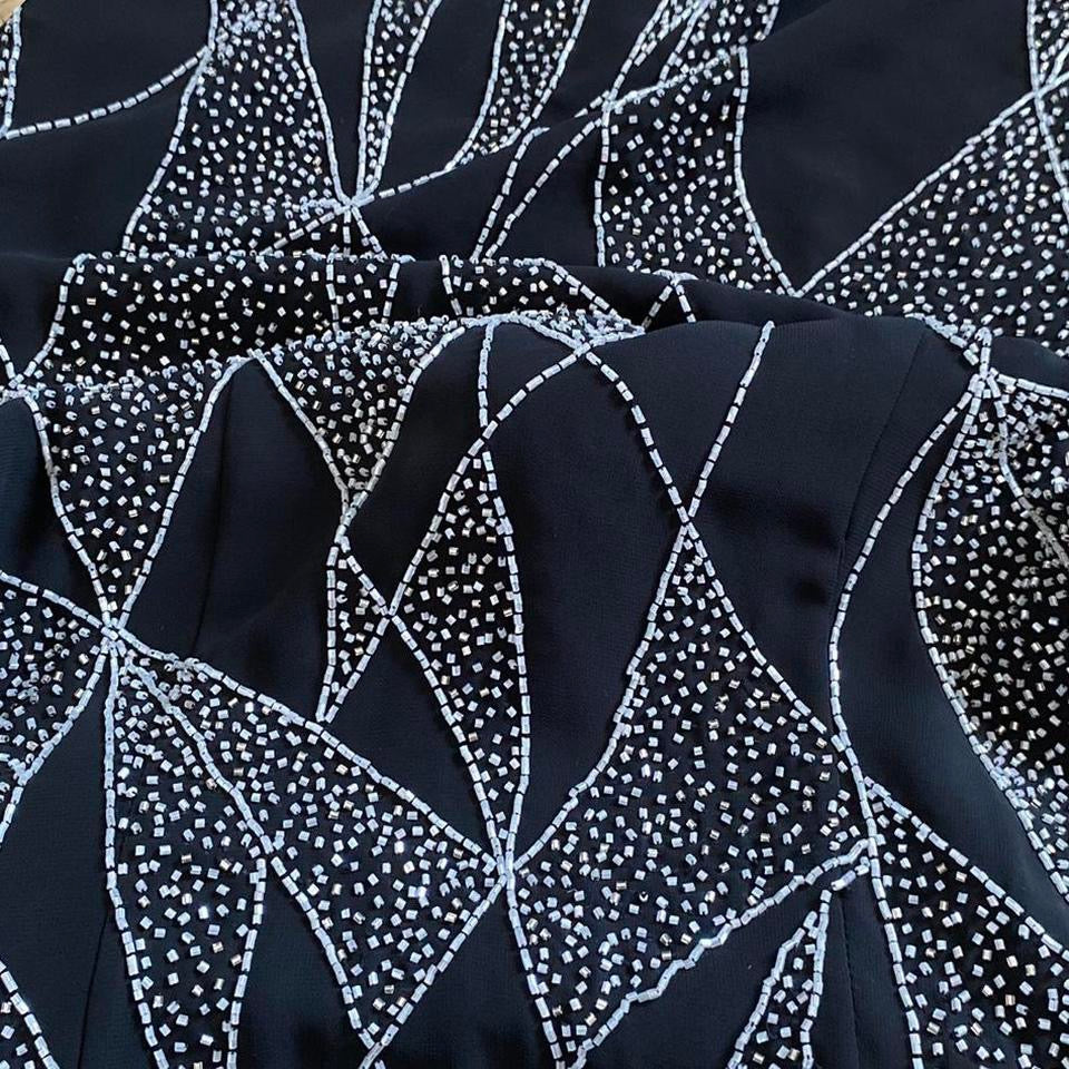 YVE London black beaded evening dress UK 10-12