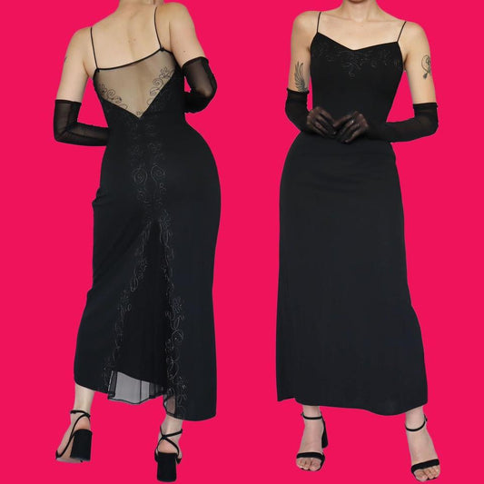 Black stretch evening dress UK 10