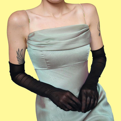 Subtle green evening dress with trail UK 10