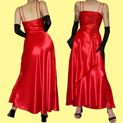 Silky red YVE evening dress UK S