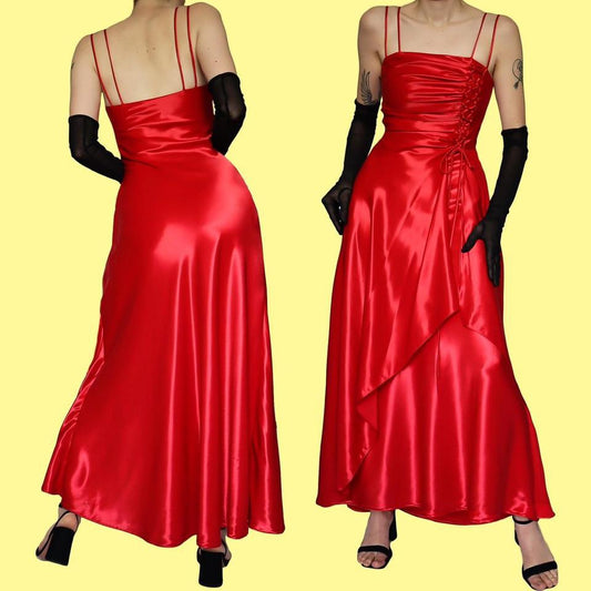 Silky red YVE evening dress UK S