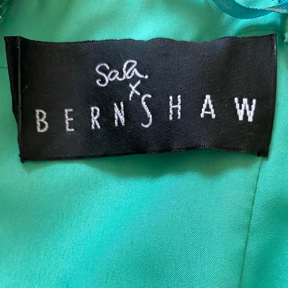 Sapphire beaded a-line dress with shawl UK 12