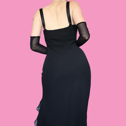 Black chiffon evening dress UK 12