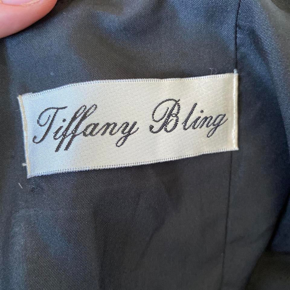 Black strapless fishtail evening dress UK S