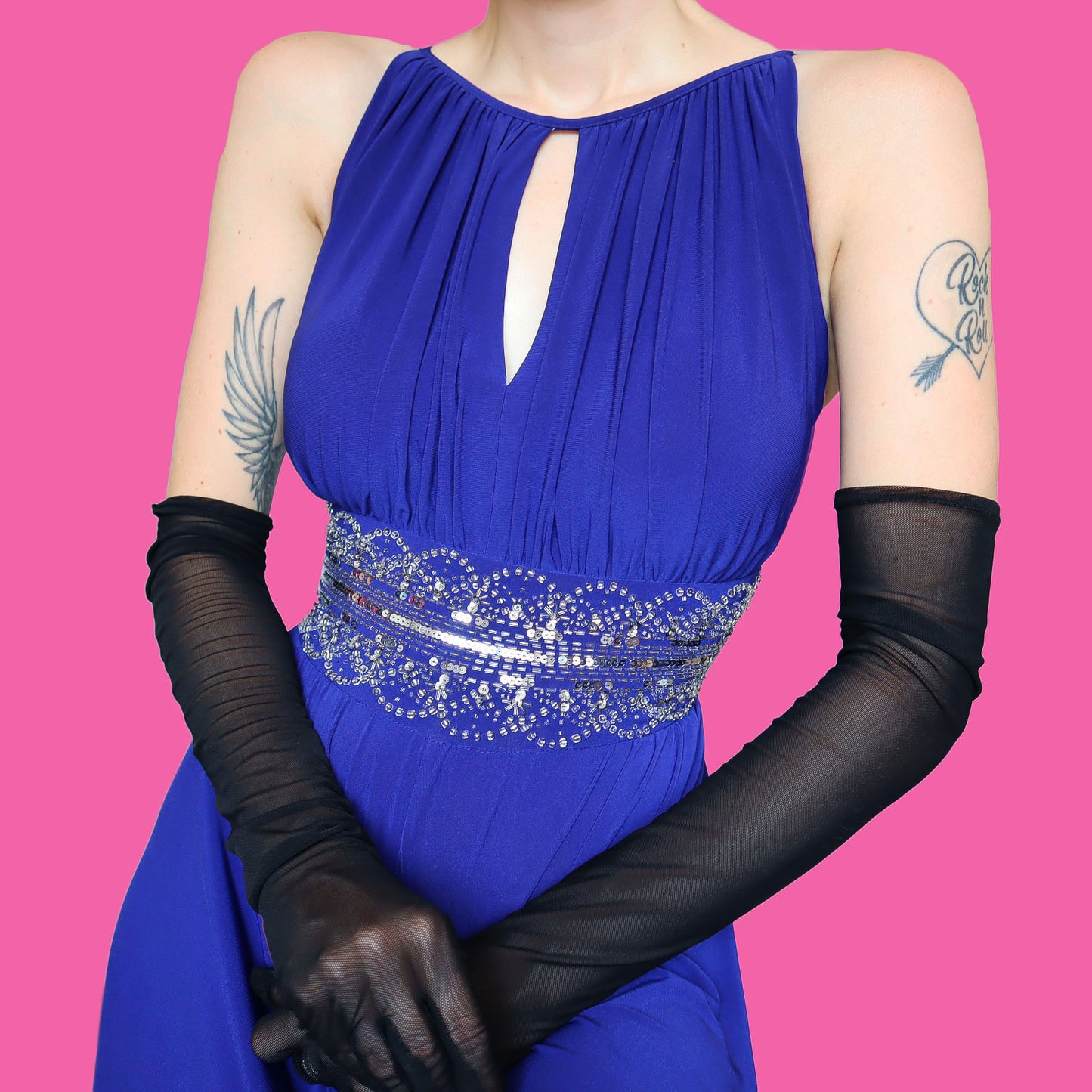 Royal blue stretchy evening dress UK 16