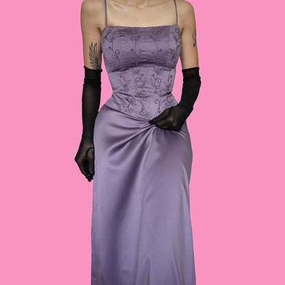 Lilac lace up evening dress UK 12
