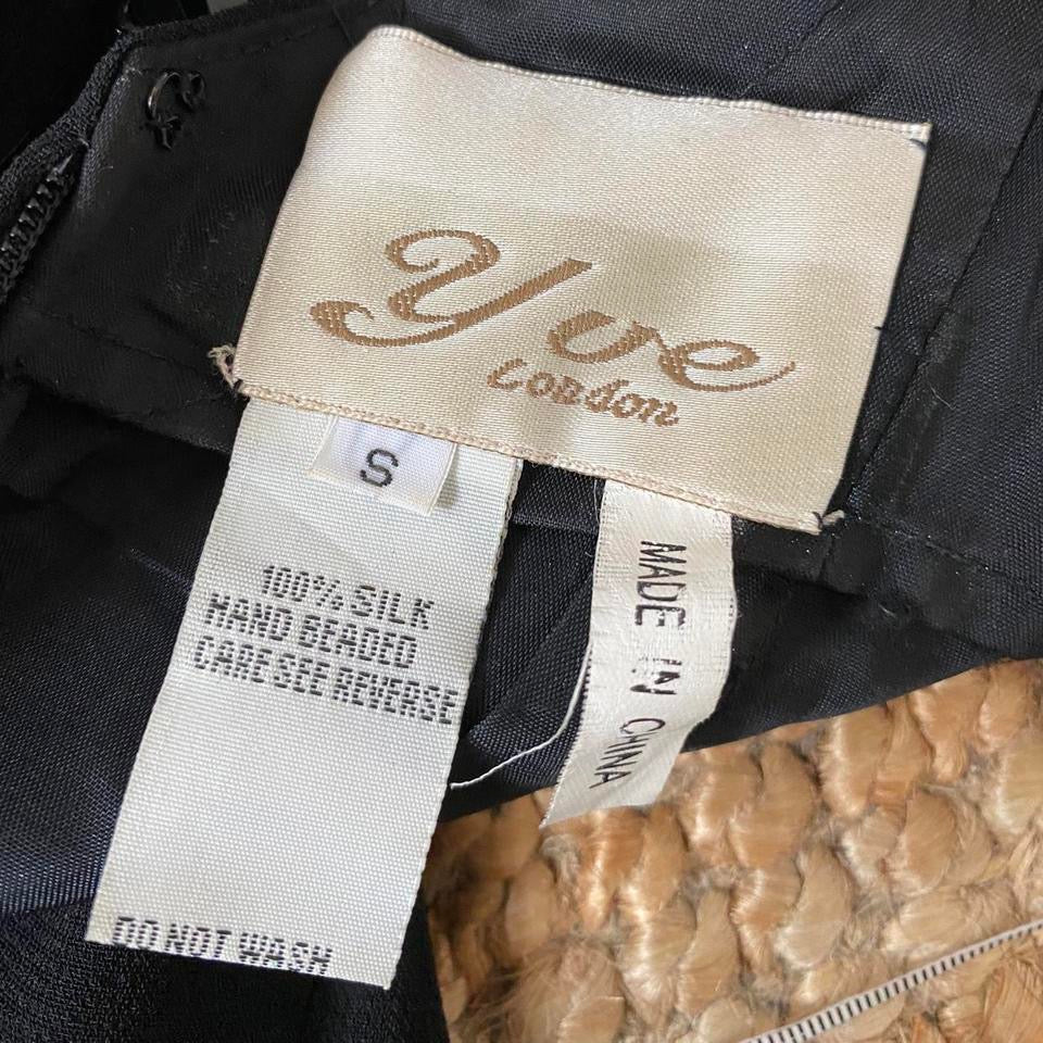 Black YVE 100% silk evening dress UK 10-12